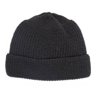 LEUCHTFEUER Strickmütze Wal  100% Schurwolle Grobstrick Kurzform Schwarz