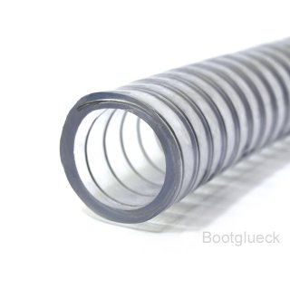 Schlauch transparent mit Stahlspirale  PVC 38 mm 1 1/2" Saug, Druckschlauch