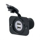 USB-A Steckdose Einbau mit LED und Deckel   12/24 V 2x2,1...