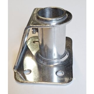 Relingsfuß 90°   für D=25 mm   Grundplatte 4eckig   4 Bohrungen   Edelstahl A4