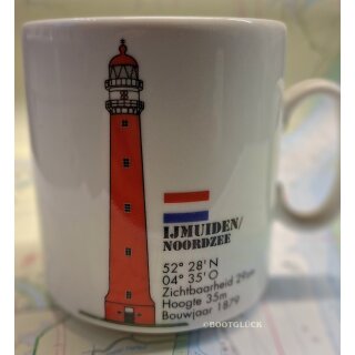 Becher mit Leuchtturm NL. Ijmuiden / Noordzee