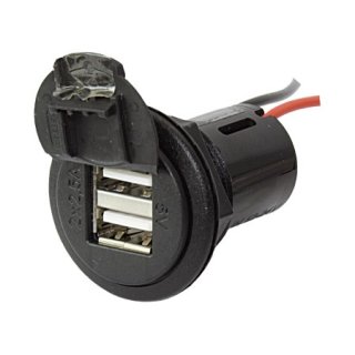 USB Steckdose Doppel  Einbau   Runde Front   2 x 2,5 A